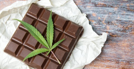 Marijuana leaf on top of chocolate